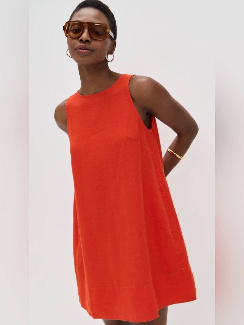 NWT Madewell Contrast-Stitch Shift Mini Dress in Linen